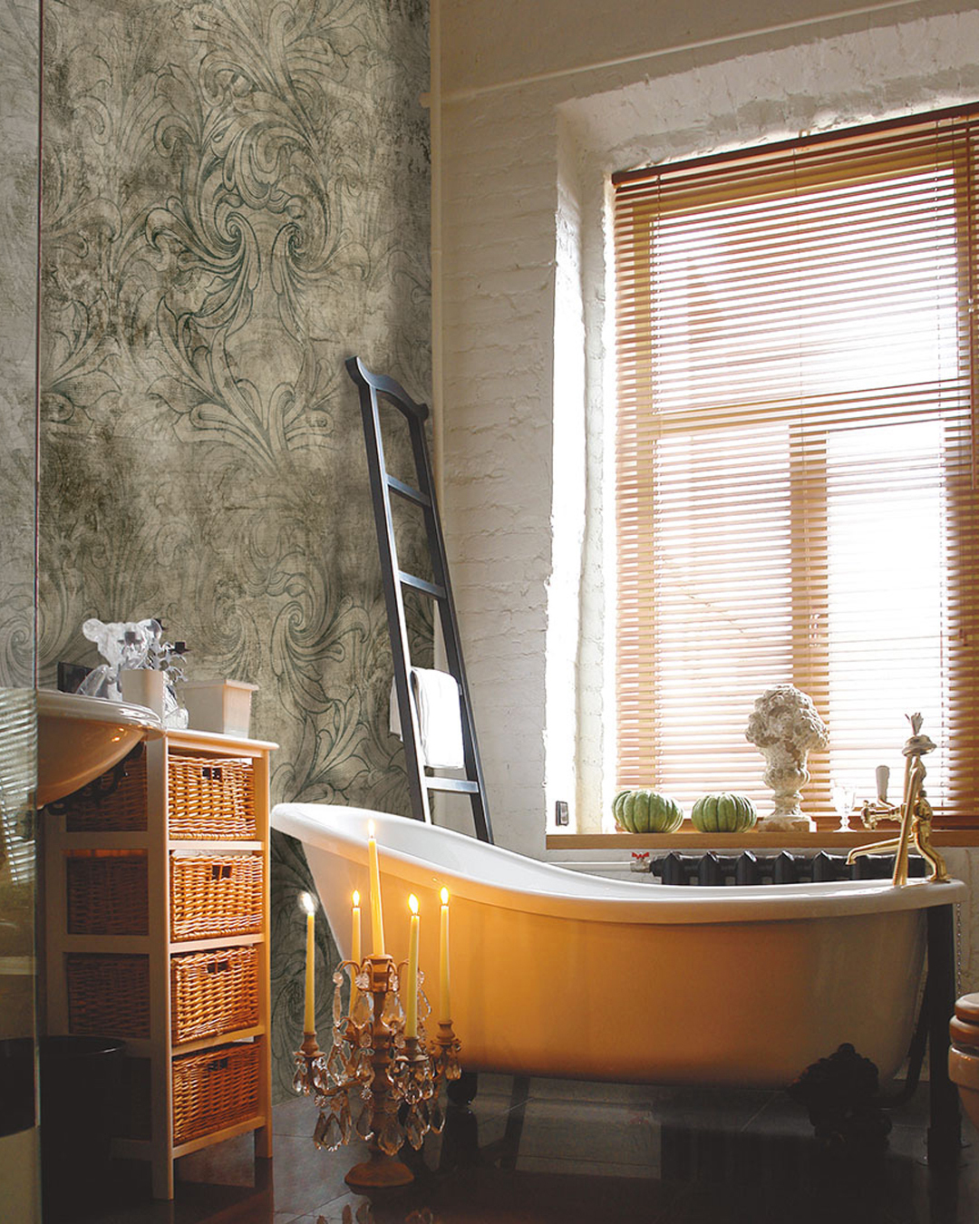 ANCIENT-MELODY_INKAM1301_AMB Carta Da Parati Ancient Melody - Inkiostro Bianco - immagine 1