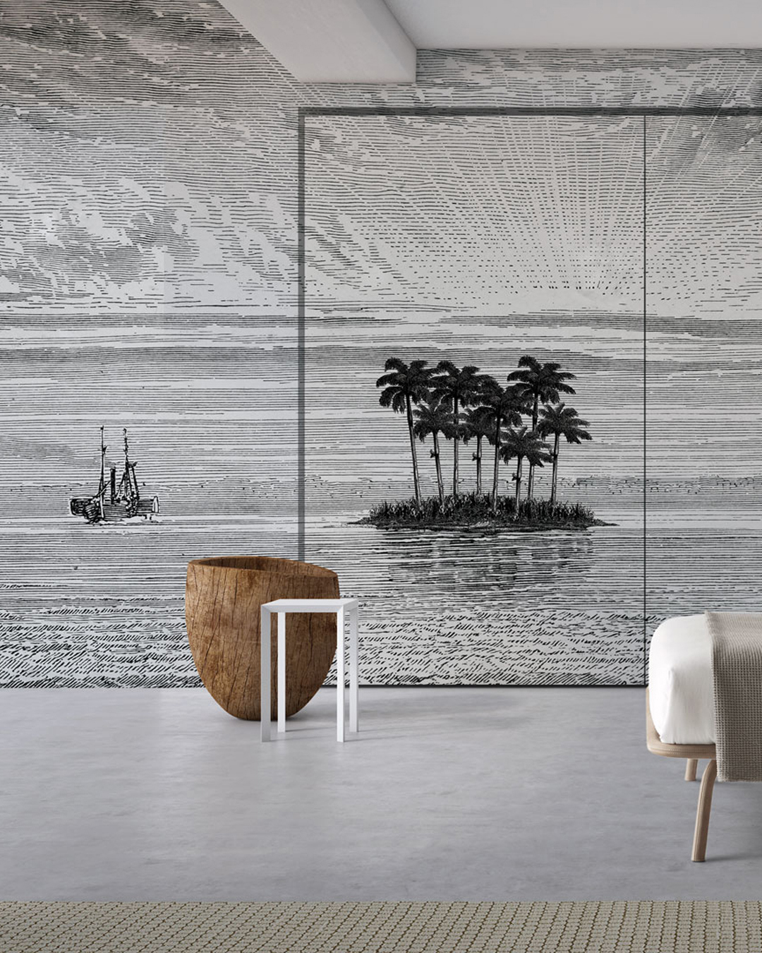 ISLAND_INKUXGN16_AMB Carta Da Parati Iceland - Inkiostro Bianco - immagine 1