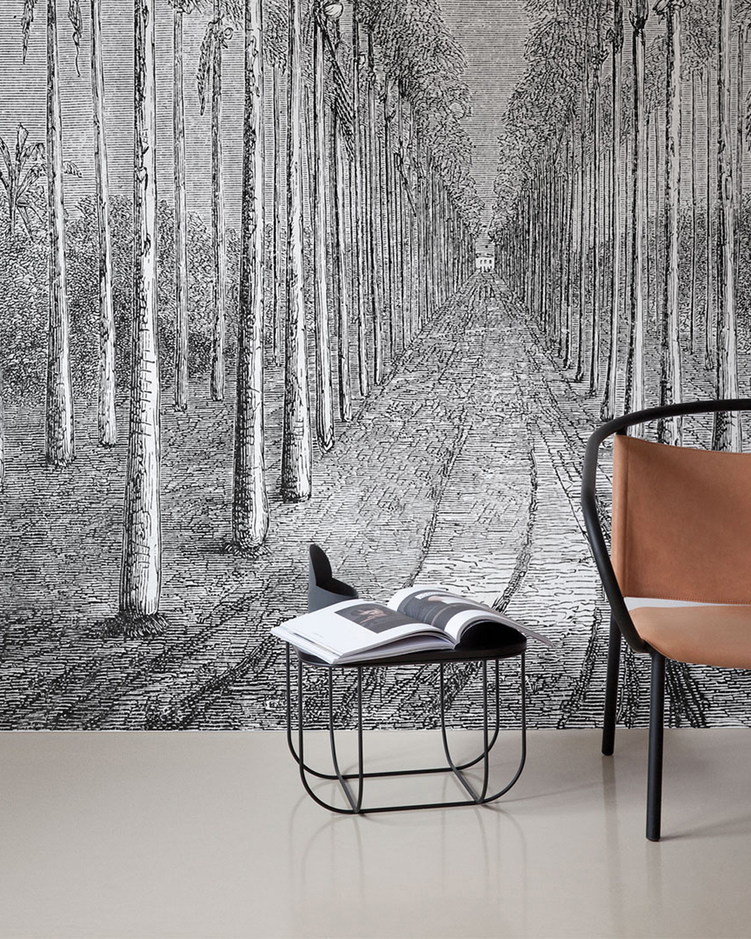 PALMERAIE_INKEEUU16_AMB Carta Da Parati Palmeraie - Inkiostro Bianco - immagine 1